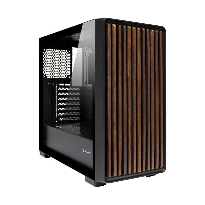UNYKAch ATX Revelat Madeira Black Case with Tempered Glass Side Suitable for Cards up to 425mm and Liquid Cooling up to 360mm