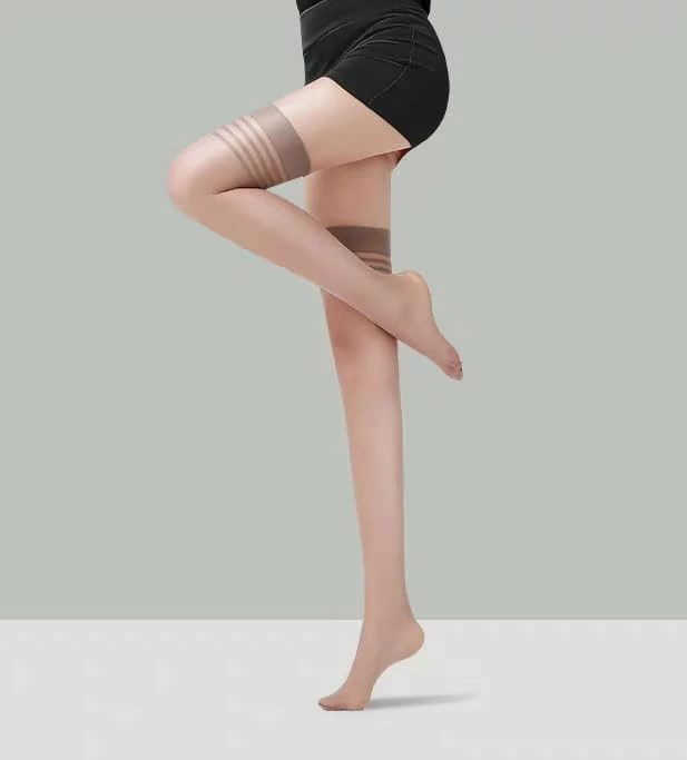 1pcs Plus Size Thigh High Stockings Pantyhose Sexy Women Stocking Lingerie Sheer Ultrathin Knee High Socks,82cm (stretchable), Grey, One size