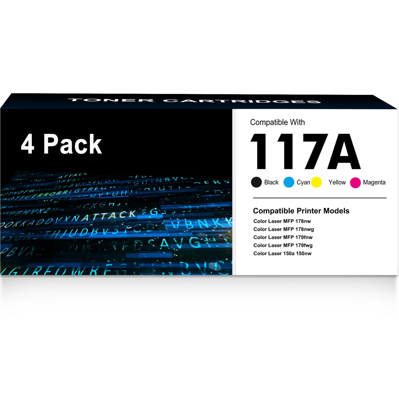 PRINKUS 117A Toner Cartridges Replacement for HP 117A W2072A W2070A W2071A W2073A Compatible for Color Laserjet MFP 150nw 179fwg 178nwg 179fnw 178nw 150a 179 178 150 (Black Cyan Yellow Magenta,4-Pack)