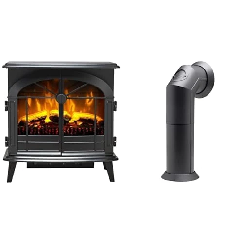 Dimplex Leckford Optiflame Large Black Electric Stove Fire and Stove Pipe Accessory for Electric Fires