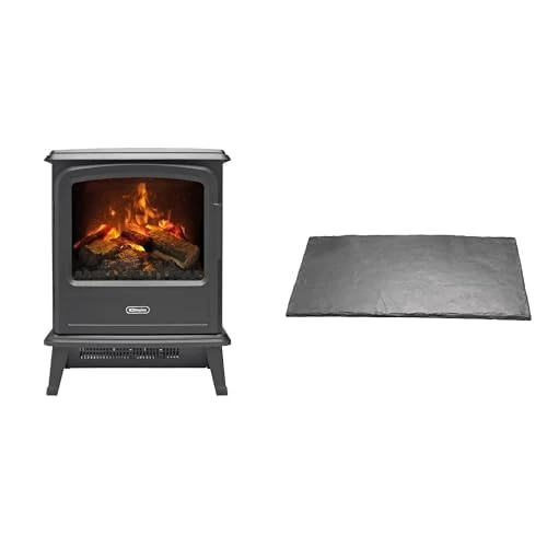 Dimplex Evandale Slate Optimyst Dark Grey Electric Stove Fire and Slate Effect Hearth Pad