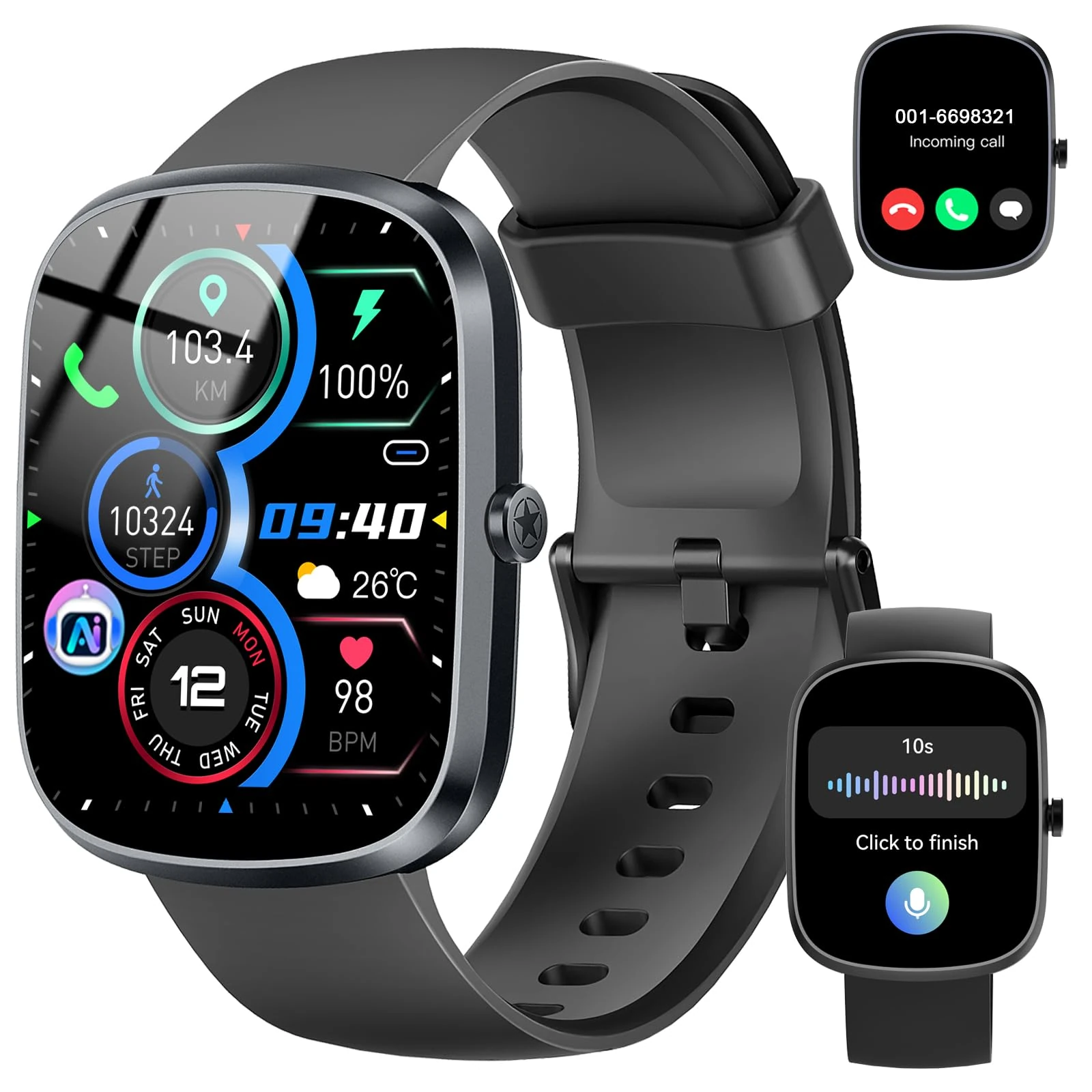 AI Smart Watch for Men Women, Fitness Watch ChatGPT-AI, Smart Watches with AI Health Analysis Heart Rate Sleep Monitor, 1.91"HD Activity Trackers IP68 Waterproof, 110+Sport Smartwatch for iOS Android
