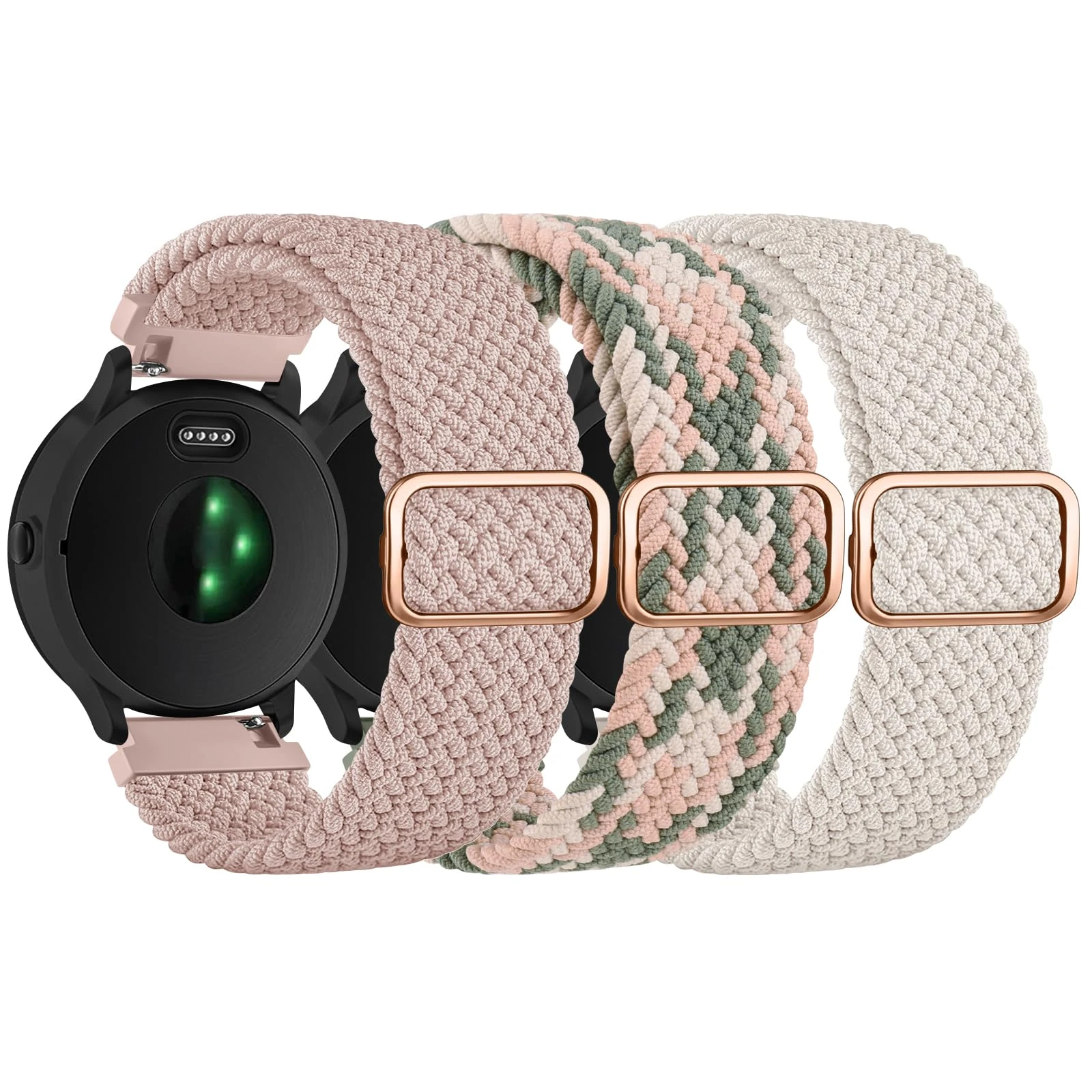 3 Pack Elastic Solo Loop for Garmin Vivoactive 5 Watch Strap, Forerunner 245Straps Women Men, Soft Adjustable Stretchy Replacement Straps for Garmin Venu 2 Plus/Forerunner 245/55/645/245