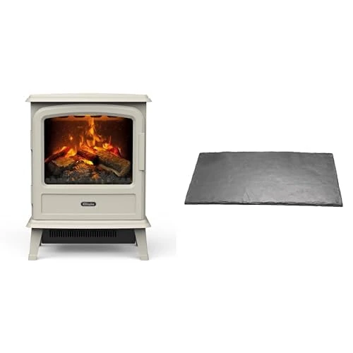 Dimplex Evandale Pebble Optimyst Light Grey Electric Stove Fire and Slate Effect Hearth Pad