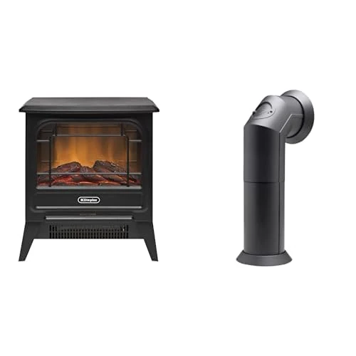 Dimplex MicroStove Optiflame Small Black Electric Stove Fire and Stove Pipe Accessory for Electric Fires