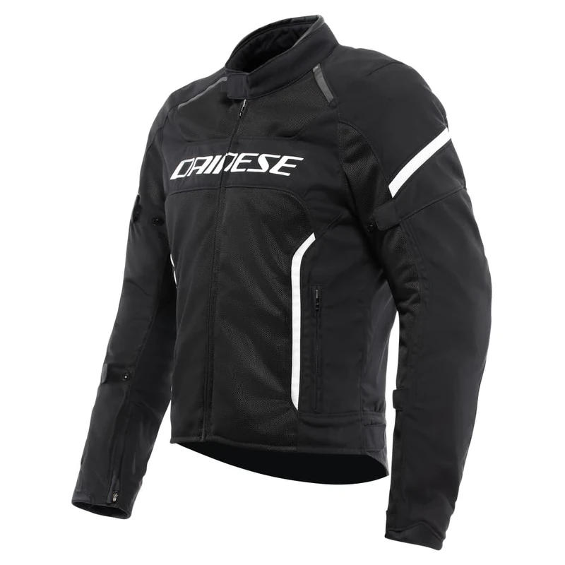 DAINESE - Air Frame 3 Tex Jacket, Summer Motorcycle Jacket with Detachable Windproof Lining, Black/White, 54