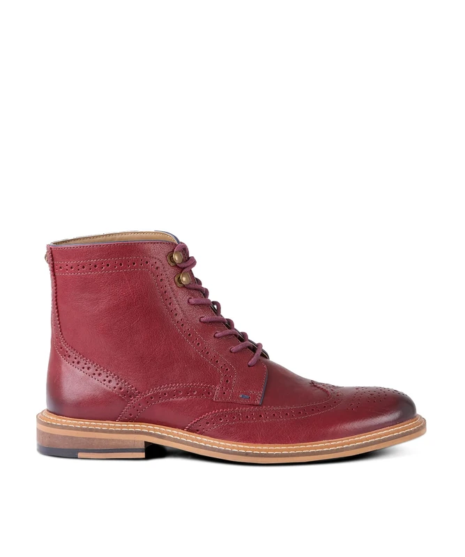 Joe Browns Men's Red Leather Brogue Boots, Red, UK 10