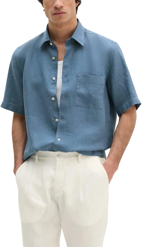 Marc OߴPolo Men's Regular Fit Short Sleeve Linen Shirt