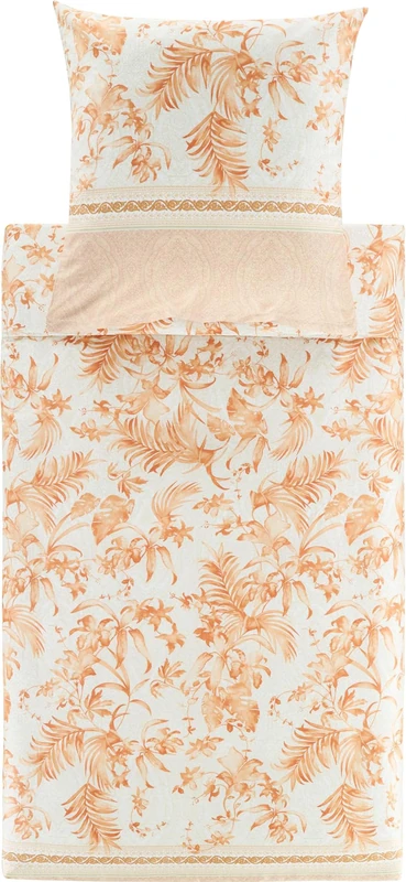 Bassetti IBISCUS 9332093 Tattoo Bed Linen + 1 Pillowcase Made of 100% Cotton Satin in Caramel 41, Dimensions: 135 x 200 cm + 1 K 80 x 80 cm - Image 1
