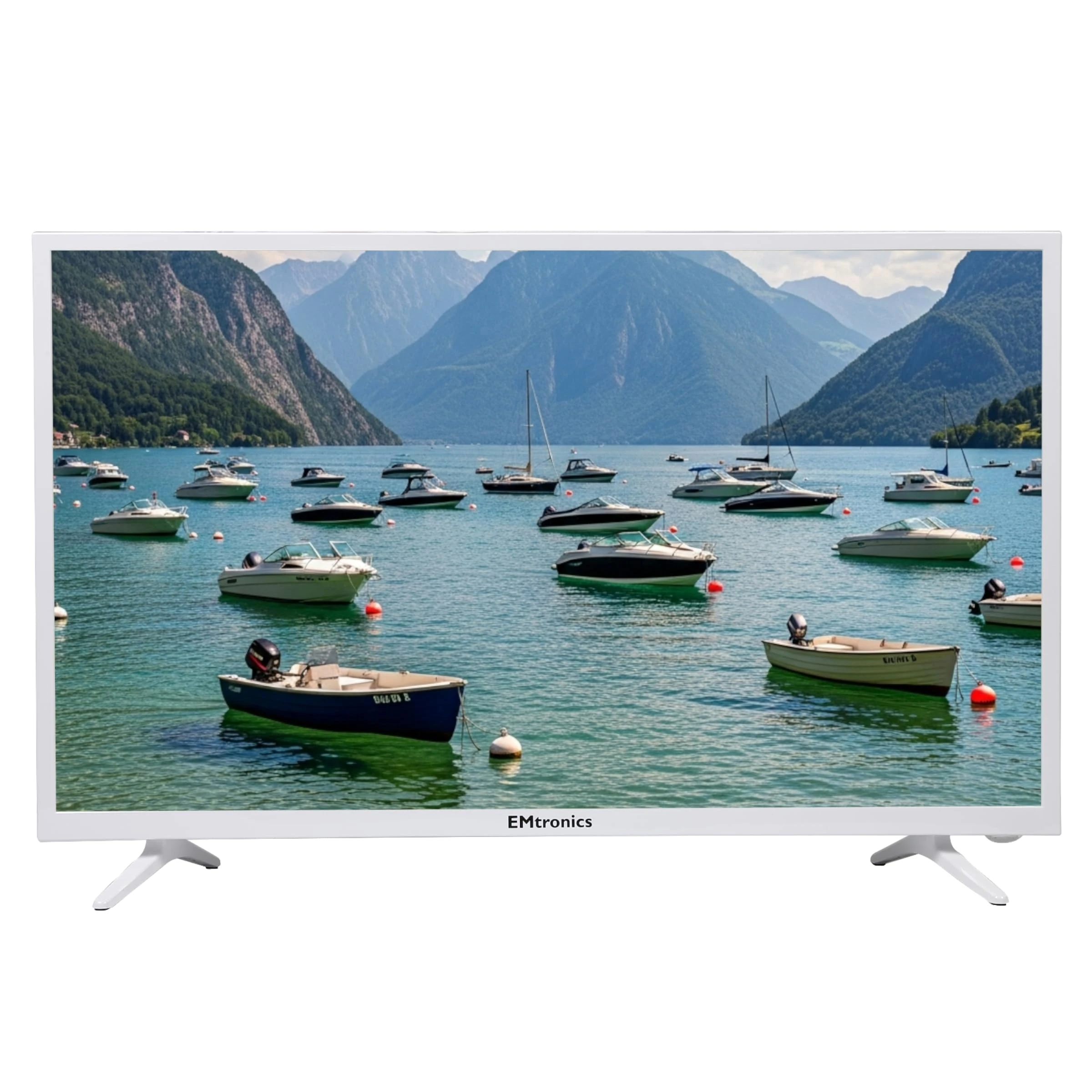 EMtronics 32 inch HD LED TV White with Freeview, HDMI, USB Media Player, Coaxial, AUX, PVR Recording