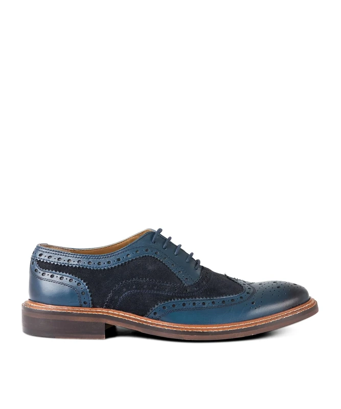 Joe Browns Men's East Side Double Stitched Leather Brogues, Blue, UK 7 - Image 1