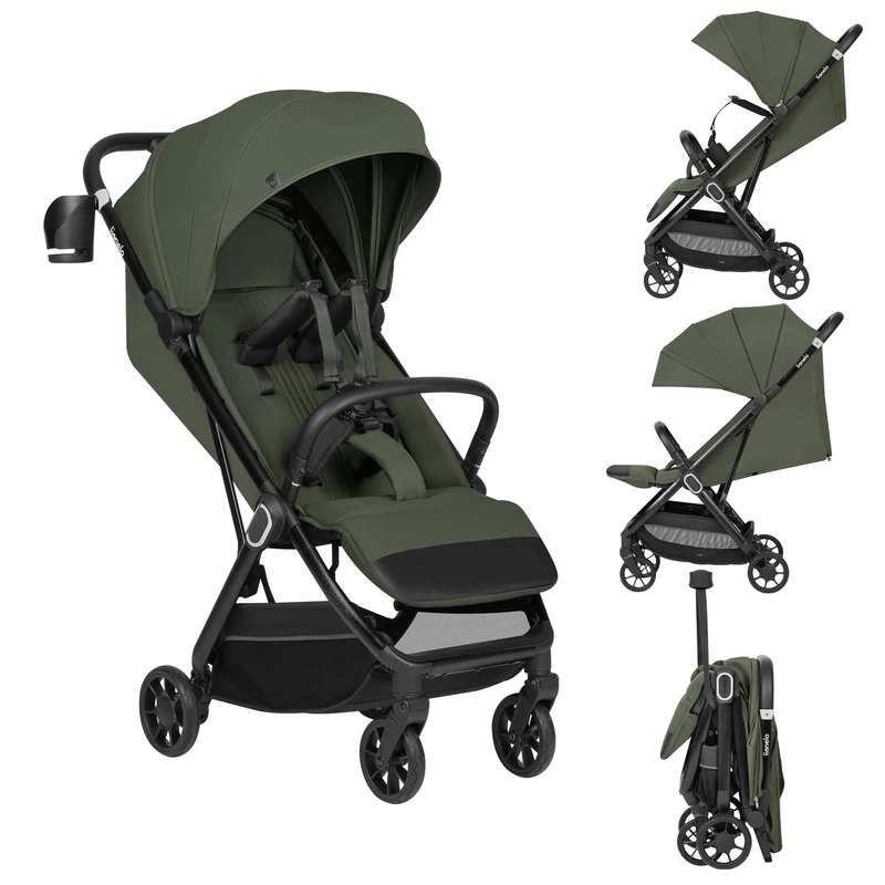 Lionelo Bess Baby Stroller - Compact One Hand Folding Green