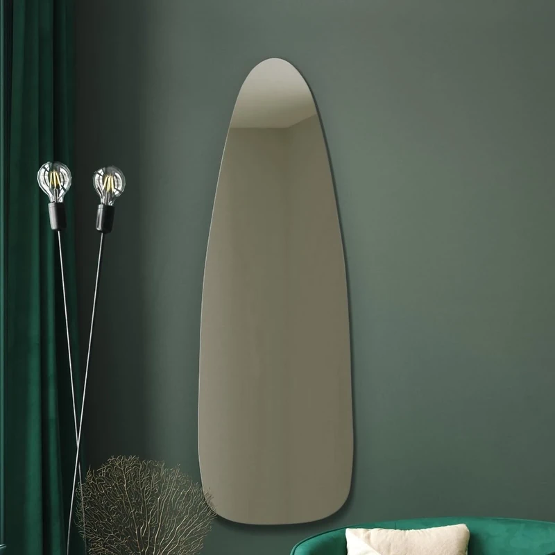 MirrorOutlet The Lacuna - Frameless Full Length Pond Wall Mirror 47" X 16" (120CM X 40CM) Silver Mirror Glass with Black wooden Backing - Polished Edging