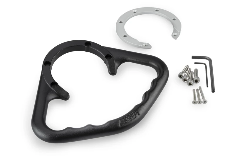 Puig 22401N Grips; Improves passenger comfort and grip; installed on fuel tank cap; durable design in lightweight aluminum, Black