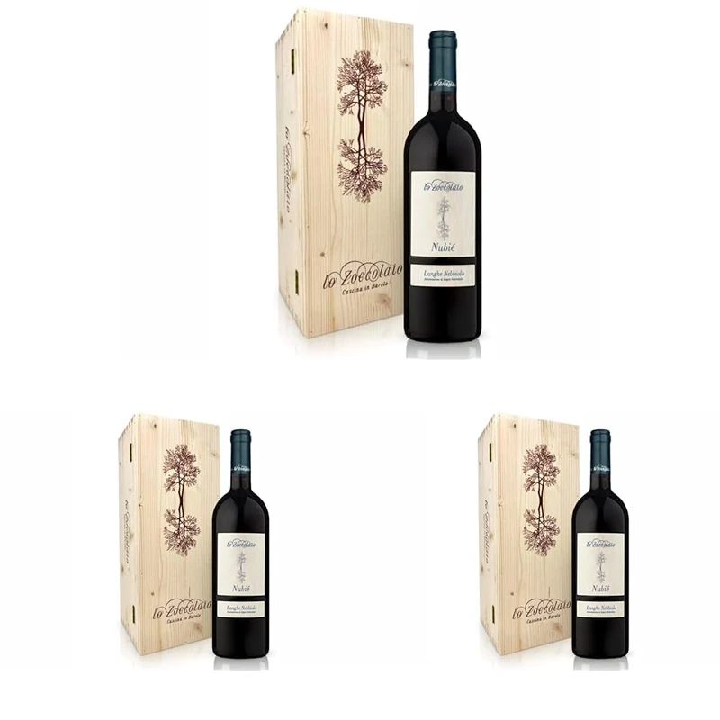 Langhe Nebbiolo DOC Nubié Lo Zoccolaio in Wood Case - Luxury Red Wine - Gifts for Women - Mum - 1 x 750 ml (Pack of 3)
