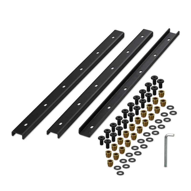 Relaxdays C Channel Table Support, Set of 3, Metal Bracket 70 cm, Stabilises Tabletops, Hidden Rail, 3 mm Steel, Black