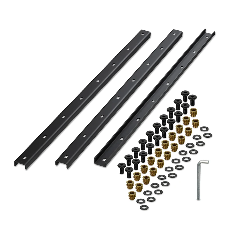 Relaxdays C Channel Table Support, Set of 3, Metal Bracket 90 cm, Stabilises Tabletops, Hidden Rail, 3 mm Steel, Black