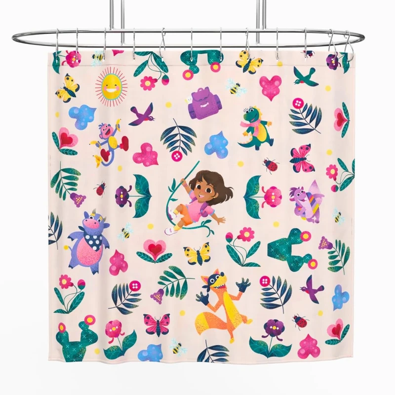 Franco Dora The Explorer Kids Bath 13 Piece Shower Curtain and Ring Set, (100% Officially Licensed Product) - Image 1