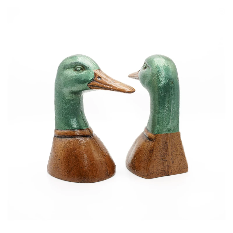 Fox Run Duck Decorative Bookend Set, 100% Iron, 4.25” x 2.9” x 5.73” Heavy Bookends