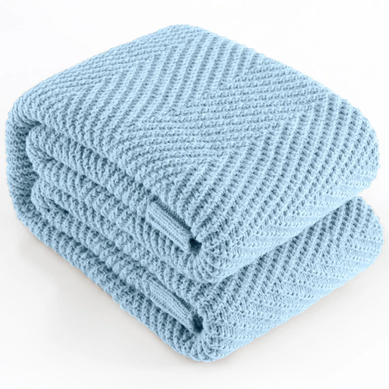 LONG CREATE Knitted Throw Blanket for Couch, 60X80 Chevron Bed Knit Throws