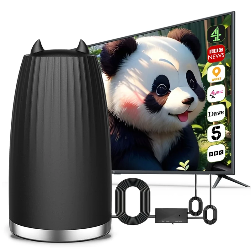 TV Aerial, High Gain Freeview TV Antenna with 560+ Miles Range Reception, Portable TV Aerial with Signal Booster, Magnetic Base, 16.5ft Coaxial Cable, for 4K 1080P HD Local Channels and All Older TV's