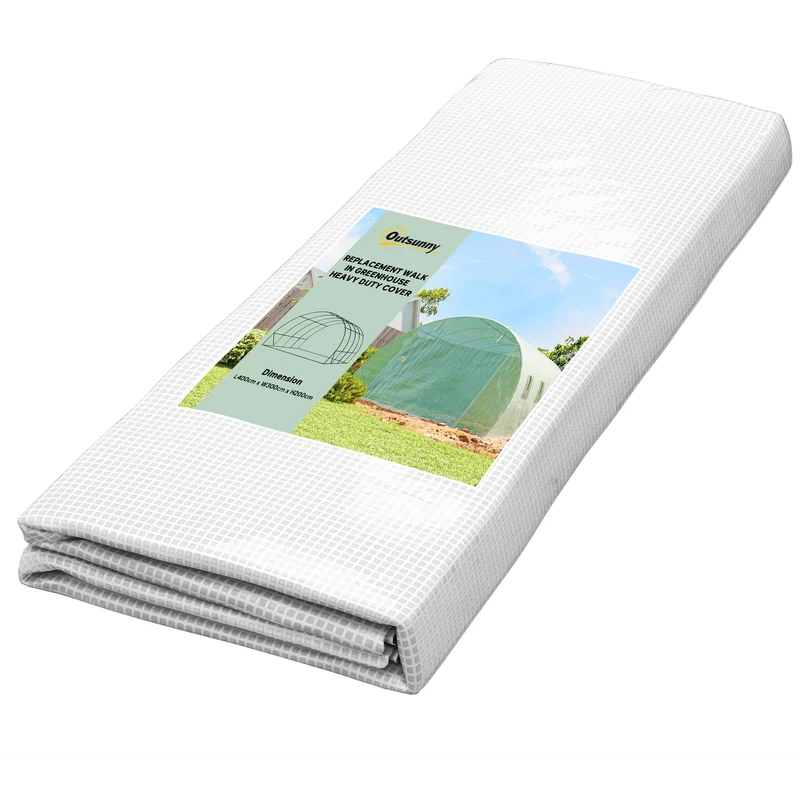 Outsunny 4 x 3 x 2m Polytunnel Greenhouse Replacement Cover ONLY Winter Garden Plant PE Cover for Tunnel Walk-in Greenhouse with Roll-up Windows Door Outdoor, Green - Image 1