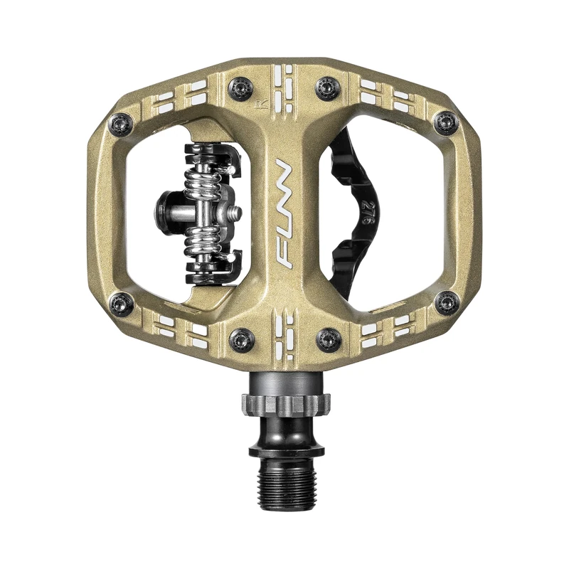 Funn Clast Clip-In Pedals with Dual Platform for MTB, Commuting, Touring, SPD-Compatible Clipless Pedal on One Side, Flat Platform on the Other (Pilsner)