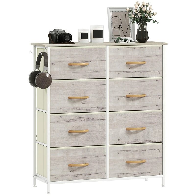 HOMCOM Chest of Drawers - 8 Fabric Drawers with Steel Frame