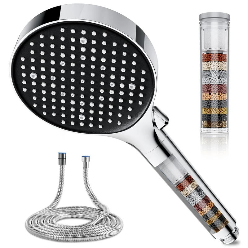 Magichome 25-Stage Hard Water Filter Shower Head with 1.5m Hose, 6 Modes High Pressure Filtered Shower Head for Residual Chlorine Removal, Ideal for Dry Skin & Hair Care