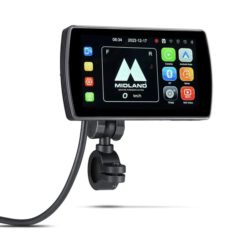 Midland - BikePlay PRO C1635, 5.5" Waterproof Touch Screen Display, Android Auto System, Quick Release Mount, Voice Commands, Android Auto, Glove Compatible, Dual Power Supply, Motorbike Accessories