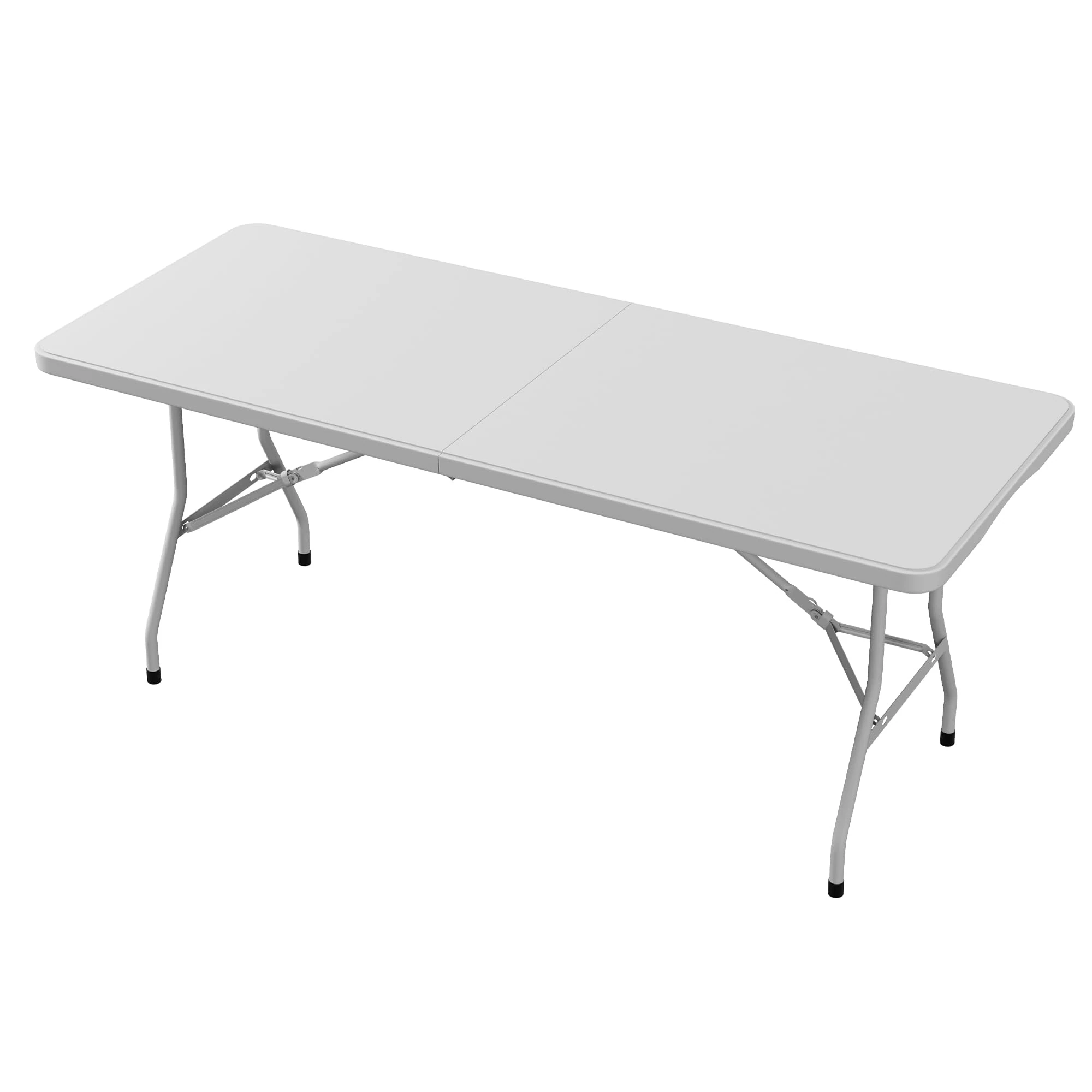YITAHOME 6ft Folding Table|Waterproof Portable Outdoor Indoor Picnic Camping BBQ Party|Foldable with Carry Handle| Heavy Duty|180 x 75 x 74cm, White