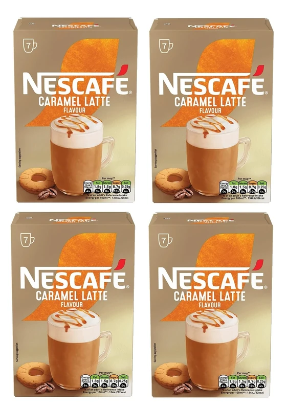 NESCAFÉ LATTE Caramel Instant Coffee Sachets x7 (Pack of 4, Total 28 Sachets)