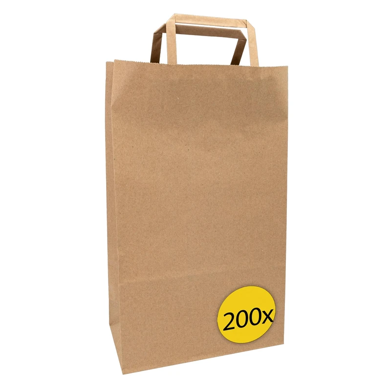 Idena 50064-200 Handle Bags, Pack of 200, 32 x 16 x 45 cm, Kraft Paper Gift Bags, Multicoloured, One Size