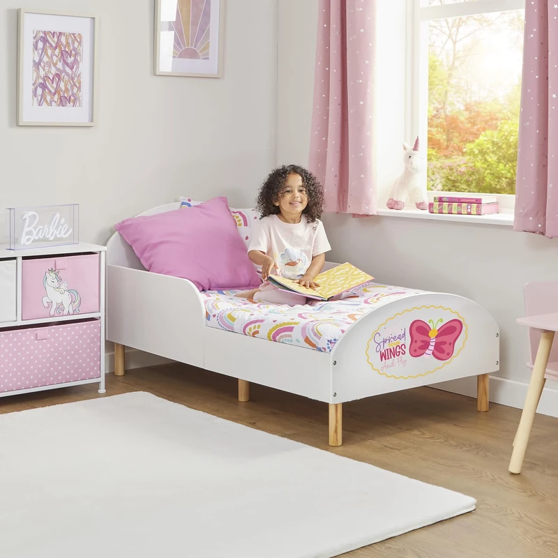 Liberty House Toys Kids Toddler Bed, Spread Your Wings, H68 x W74 x D144cm, White