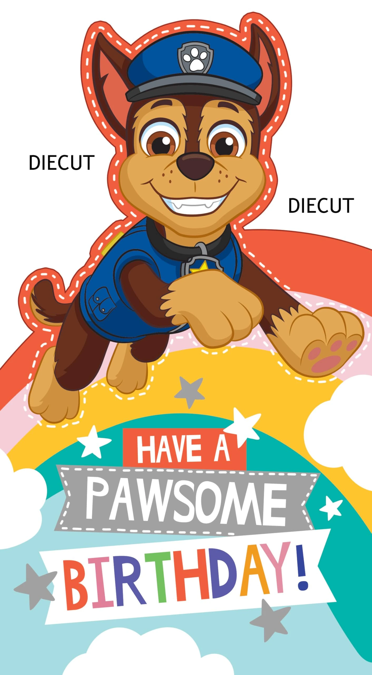Paw Patrol Birthday Card for Boys, Kids Character Design