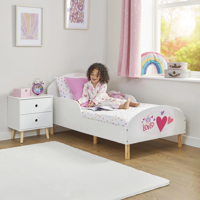 Liberty House Toys Kids Toddler Bed, Spread Your Wings, H68 x W74 x D144cm, White