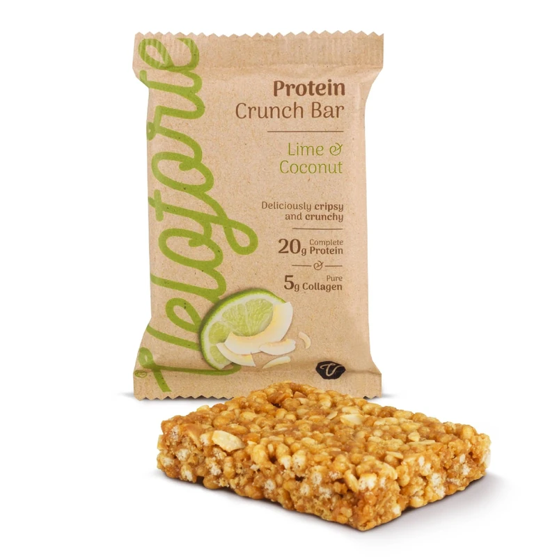 Veloforte Protein Crunch Bar, Lime & Coconut, 20g Complete Protein, 5g Collagen, 100% Natural (14 Pack)
