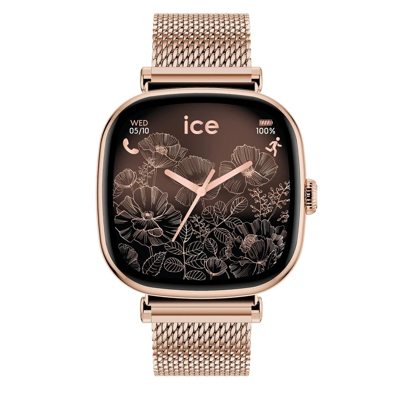 ICE-WATCH - ICE smart 2.0 Rose-gold Milanese - Square rose-gold smartwatch for women with stainless steel strap - 025233 (1.70 inches)