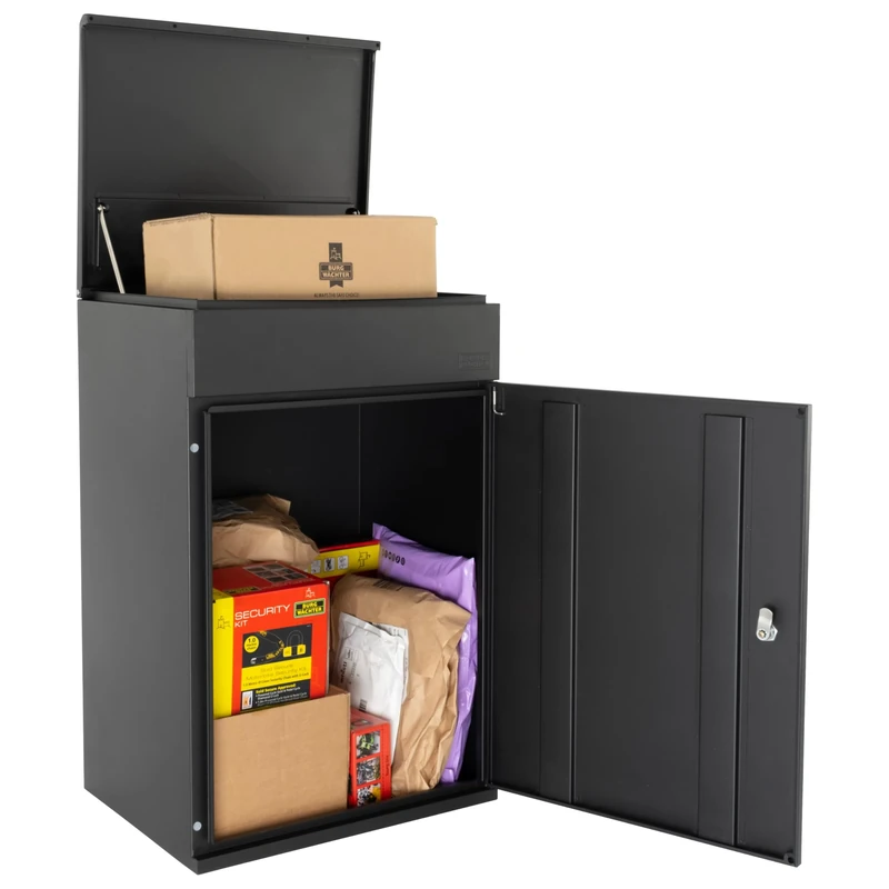 Burg Wachter Outdoor Wall Mounted Large Secure Parcel Delivery Box, Black