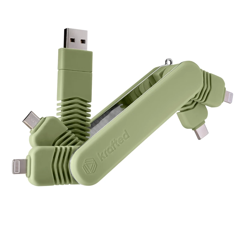 Krafted Connex Multi Cable Adaptor Hub – Compact USB-C PD Charging & Data Transfer Cable with Multiple Connectors – Fast Charging Hub for Smartphones, Tablets, Smartwatches & Accessoriea