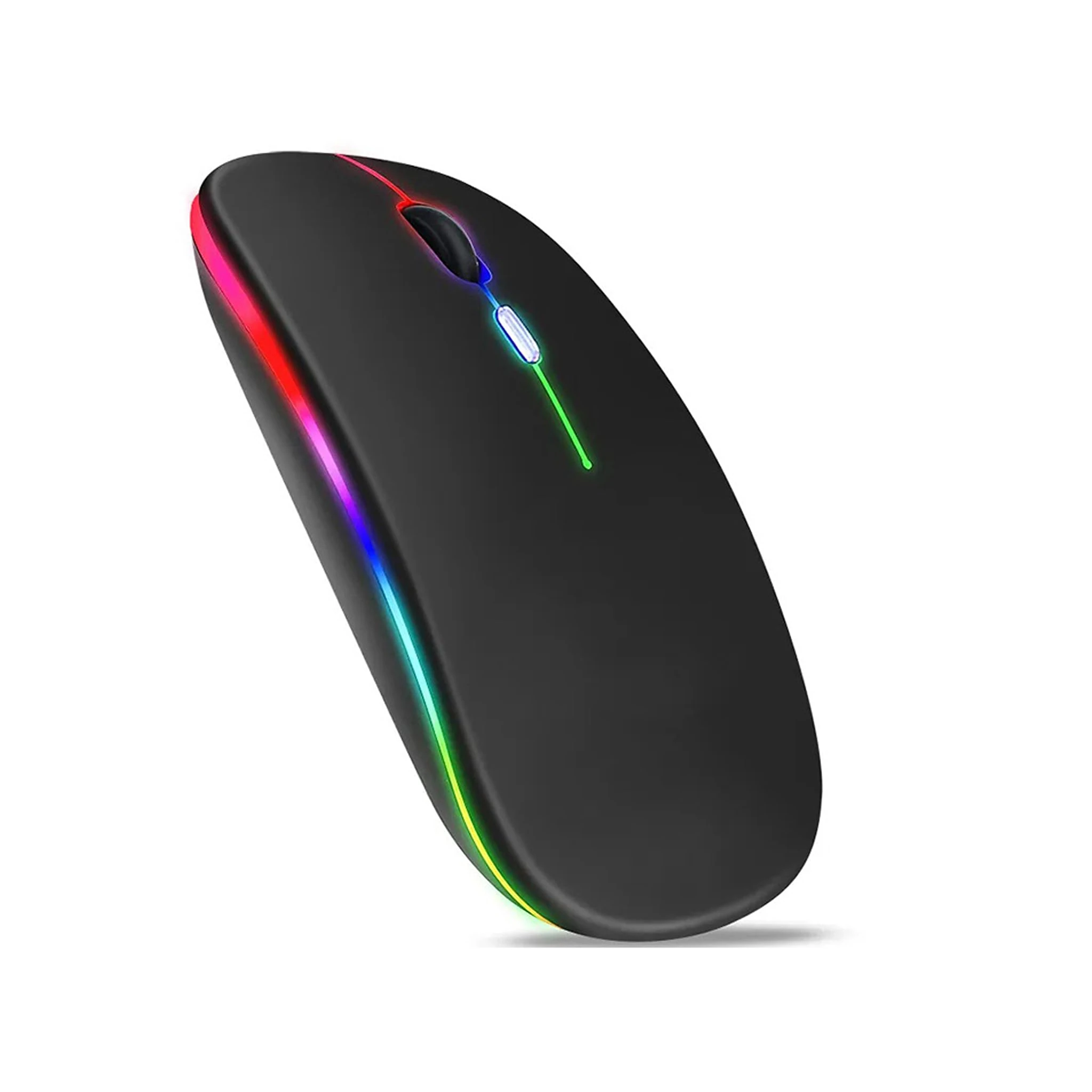 BOULTON Wireless Mouse – Slim LED Bluetooth 5.2 + 2.4Ghz Rechargeable Wireless Mouse for Laptop Computer Mouses – USB Bluetooth Mouses – Silent Mouses Wire less Blue Tooth - Black