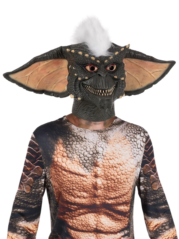 Smiffys Deluxe Gremlins 2 Stripe Latex Mask with White Mohawk Hair Official Licensed Horror Fancy Dress Overhead Mask for Adults