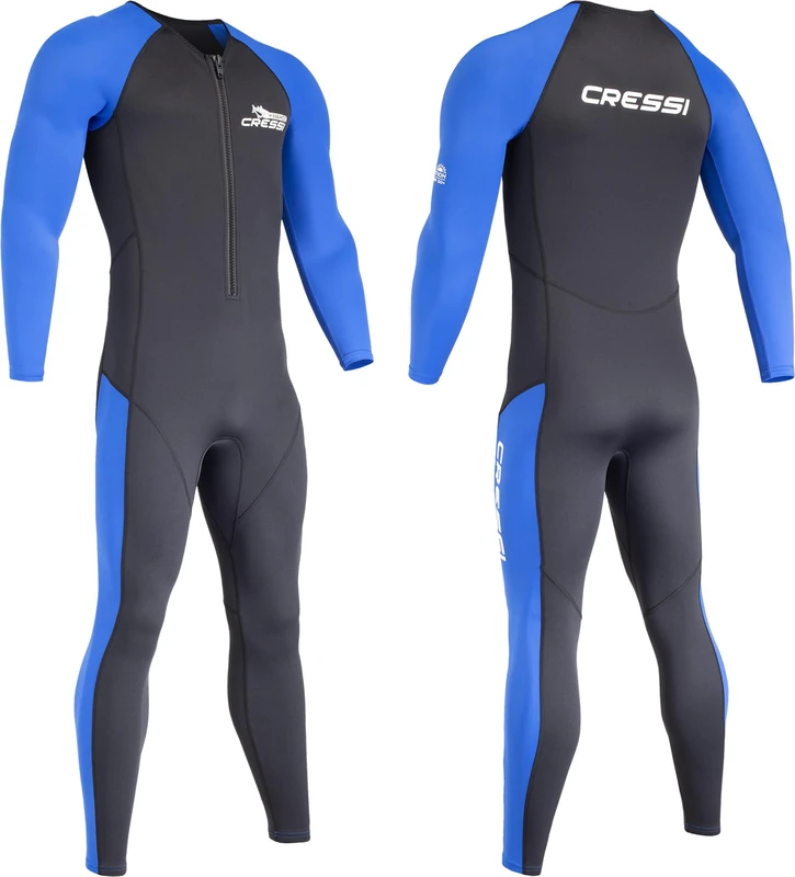Cressi Wahoo Man Monopiece Wetsuit Black/Blue 2mm S/2 - Men's One Piece Wetsuit in Soft Neoprene1.5/2mm and Elastane Perfect for Various Water Activities, Black/Blue, S/2
