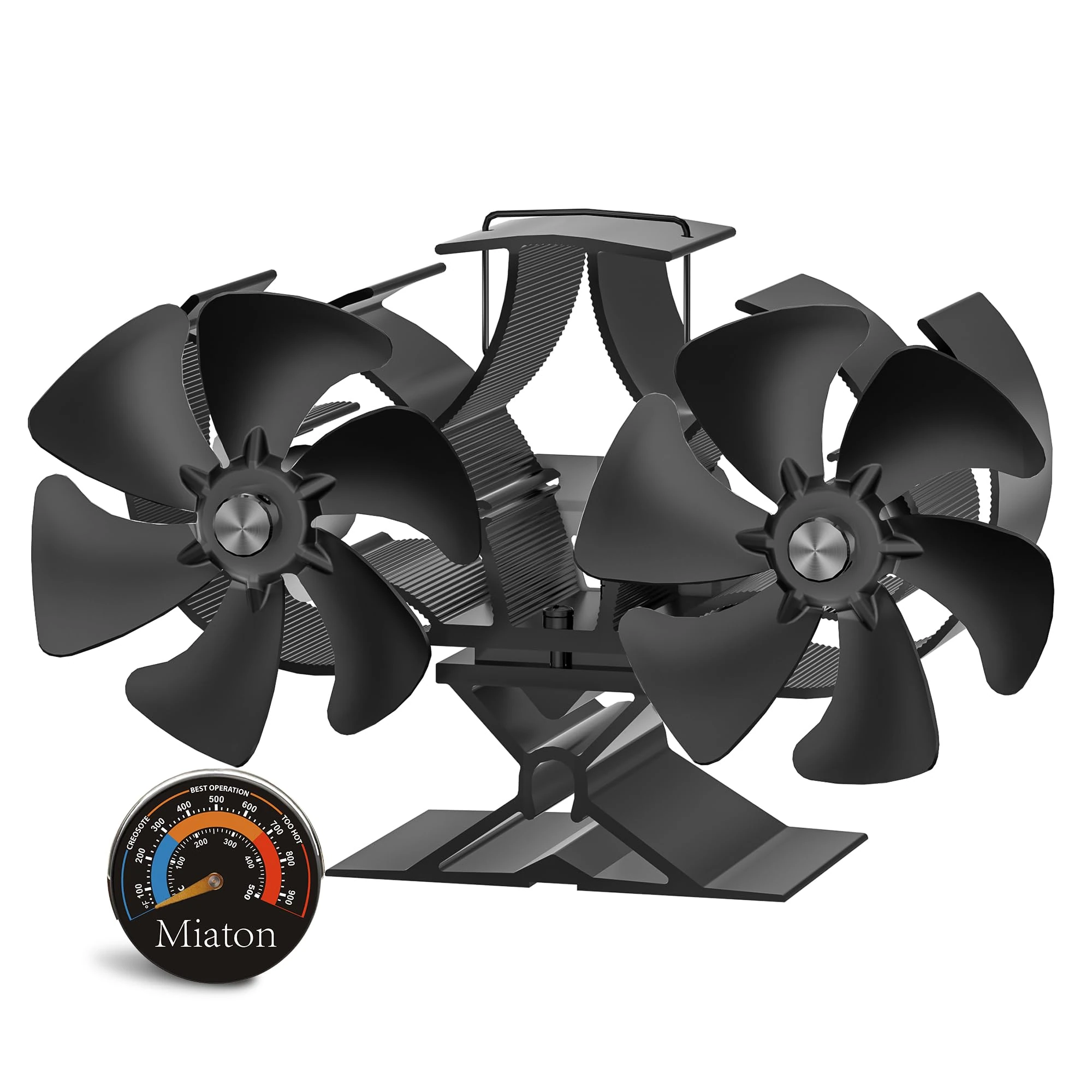 Miaton 12-Blade Stove Fan Silent Operation | Dual-Motor Log Burner Fan Heat Powered for Wood Burner/Wood Burning/Firepalce to Improve the Efficiency by 80% | Stove Accessories