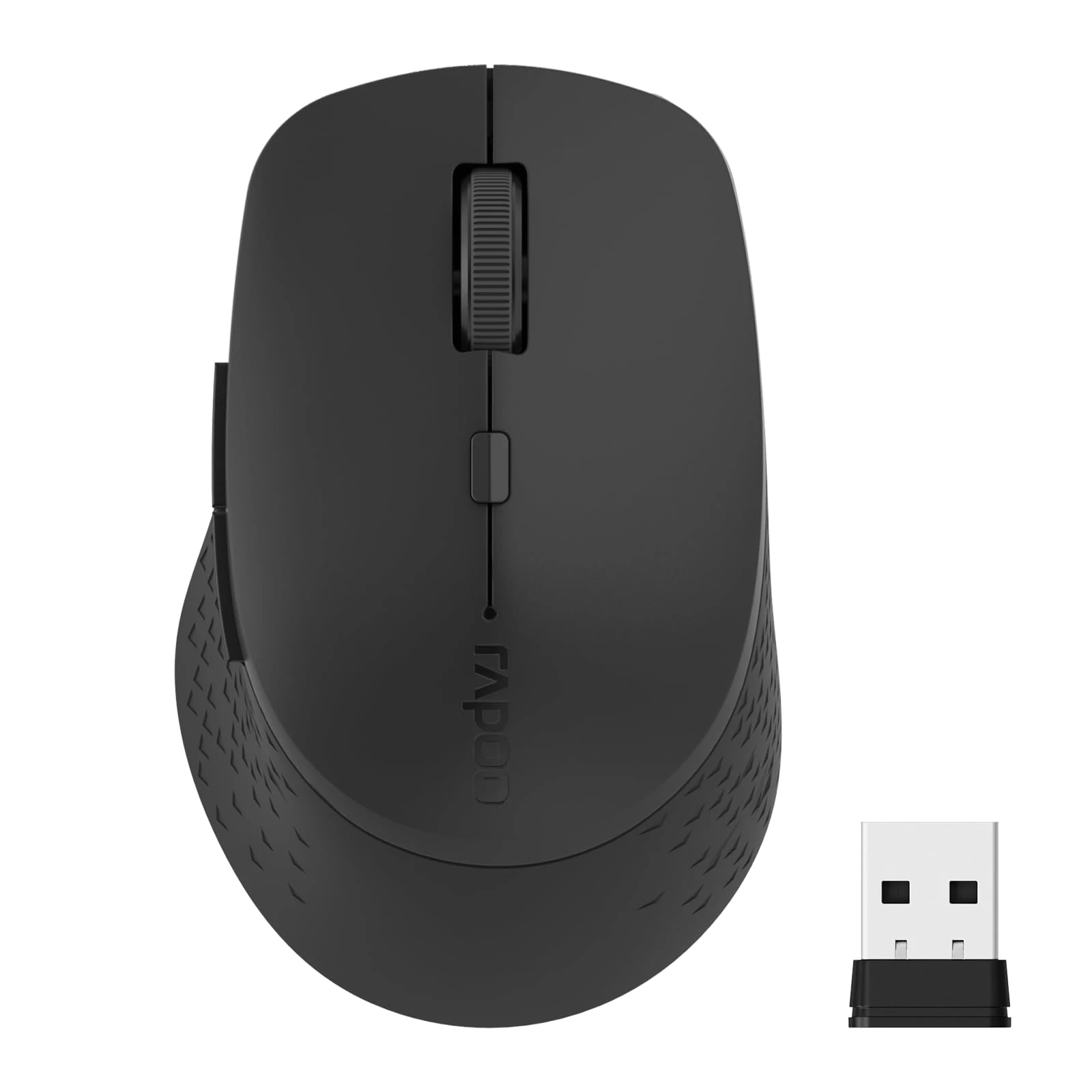 Rapoo M300G Silent Wireless Mouse, 2.4GHz Multi-Mode Bluetooth Computer Mouse with USB Receiver for PC Laptop, 2400 Adjustable DPI Optical Tracking, 12 Months Battery Life, Support Multi-OS, Black