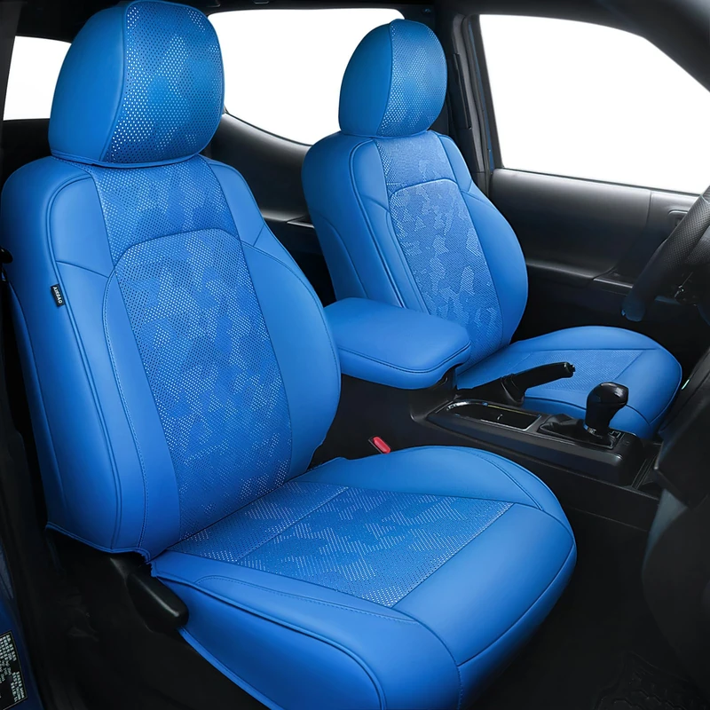 Carlimeki Leather Seat Covers Custom Fit for Tacoma Gen 3rd (2016-2023) Double & Crew Cab, for SR, SR5, Limited, TRD Pro, TRD Sport, TRD Off-Road, Trail Special Edition - Fully Covered