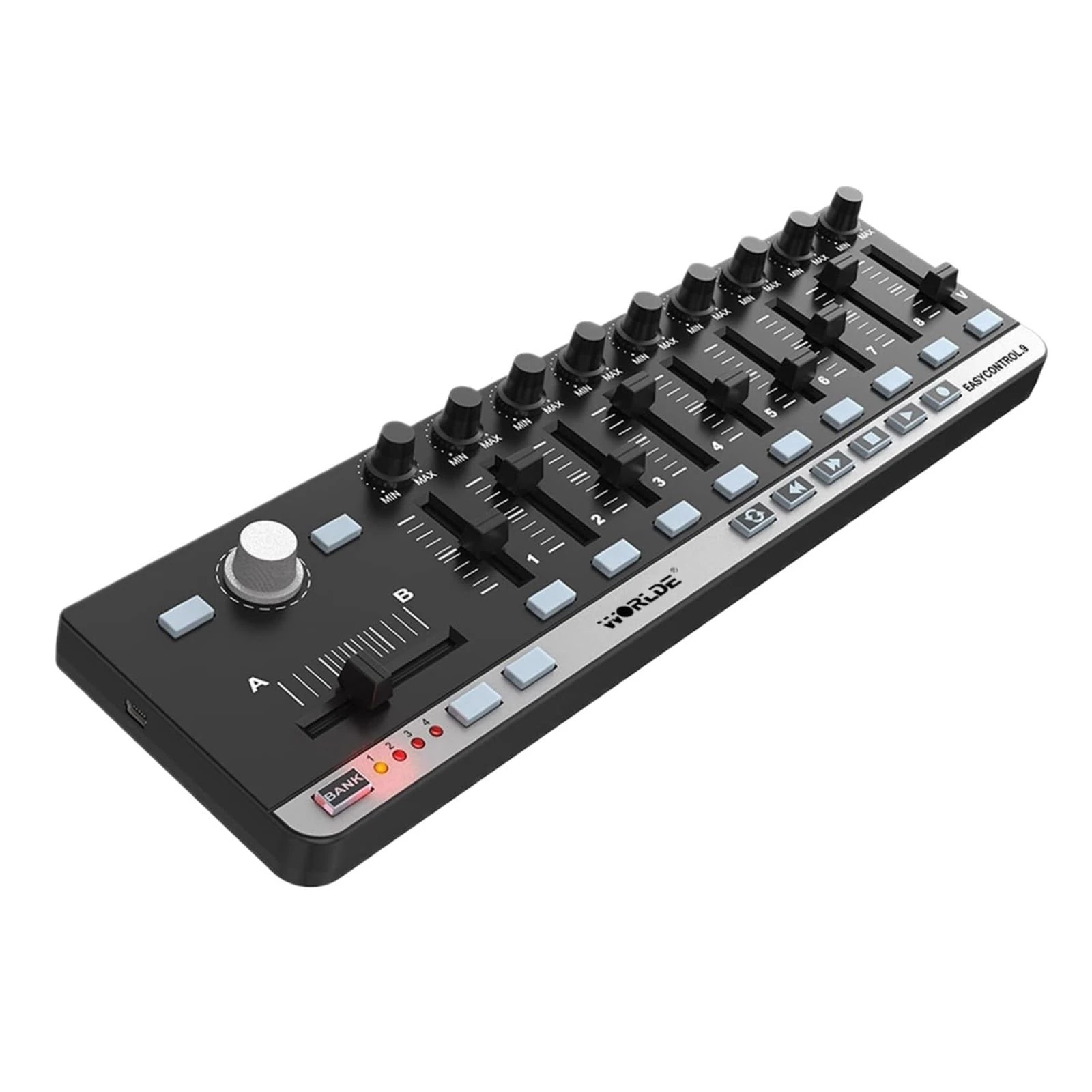 Portable Mini USB Slim-Line MIDI Controller with 9 Control Knobs for Music Production, applicable to Ableton Live, FL Studio, Logic Pro
