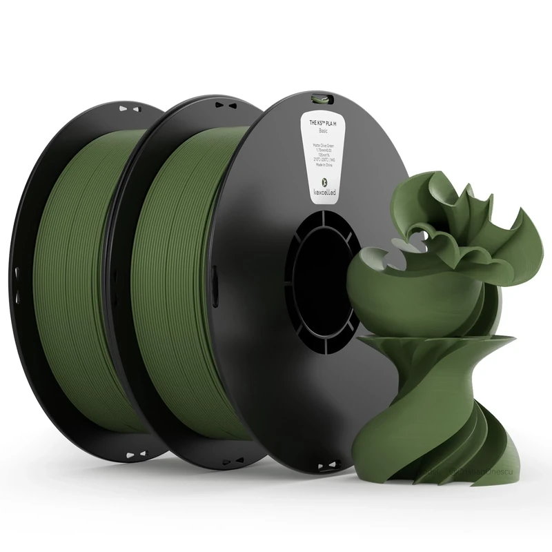 Matte PLA Filament 1.75mm，Matte Olive Green PLA 3D Printer Filament Bundle 1kg Spool(2.2lbs),Pack of 2, with +/-0.03mm Accuracy,Upgraded Tangle-Free Winding for Most FDM Printers