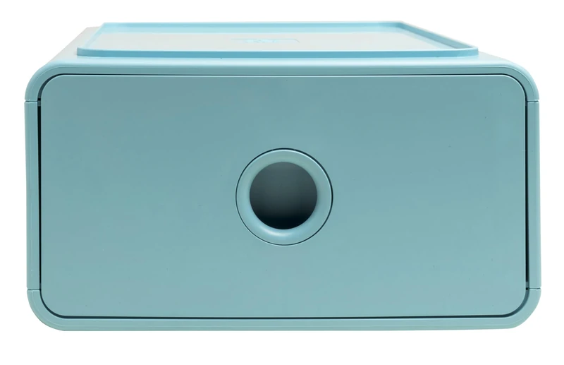 Exacompta - Ref 315433D - Box of 3 Skandi Tiny Box 1 drawer filing modules stackable - External dimensions: Depth 19 x Width 26.5 x Height 10 cm - Frosted Blue