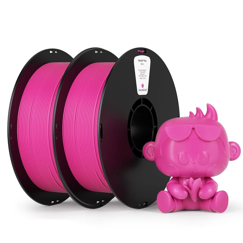 kexcelled PLA Filament 1.75mm,Magenta PLA 3D Printer Filament Bundle 1kg Spool (2.2lbs),Pack of 2,3D Printing Filament Dimensional Accuracy +/-0.03mm,Compatible with Most FDM Printers(Hot Pink)